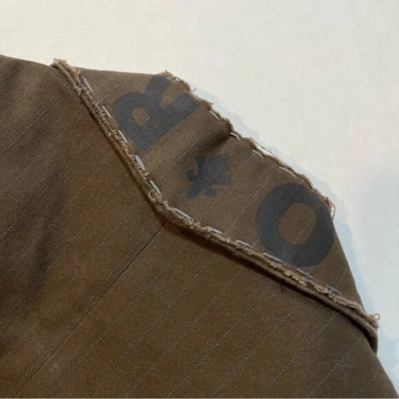 Hause of Howe Blazer Men’s Jacket Taupe Olive/Brown Pinstripe Goth Punk, Size 38 - Picture 7 of 13